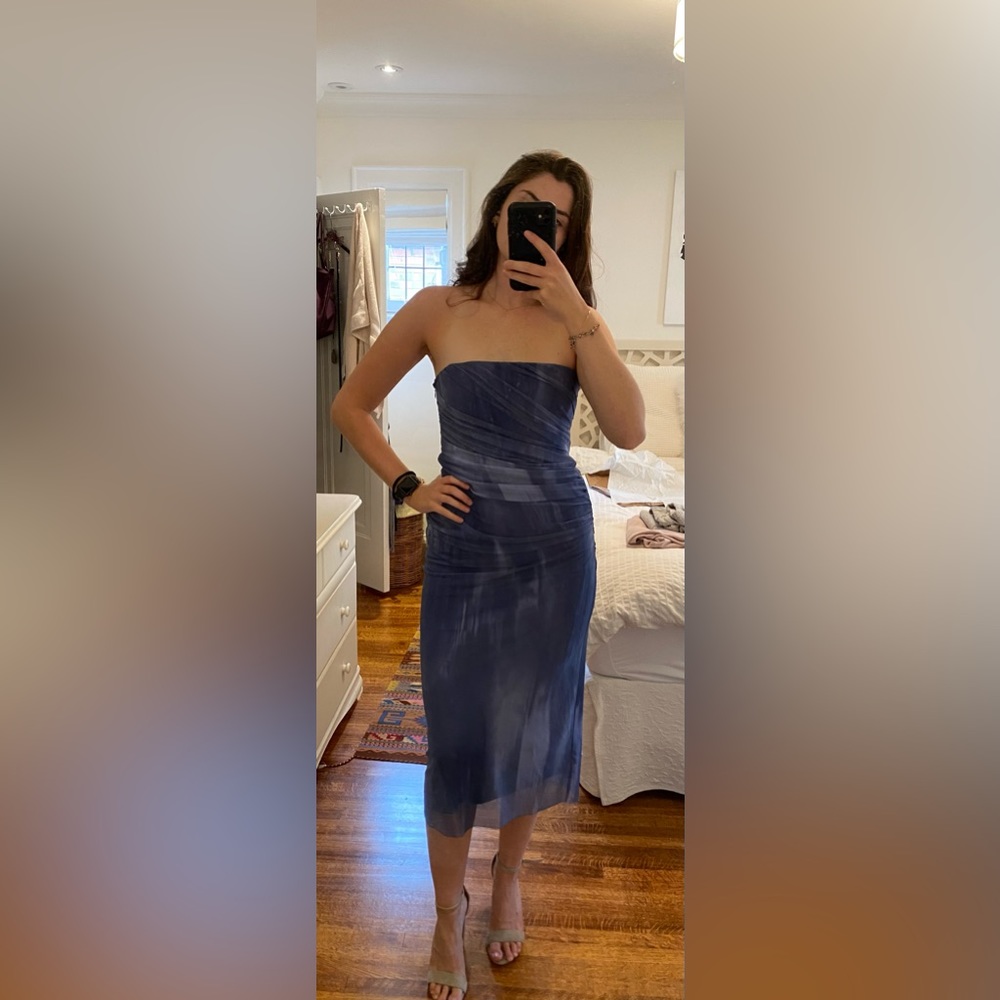 Strapless Multi Coloured Blue Dress